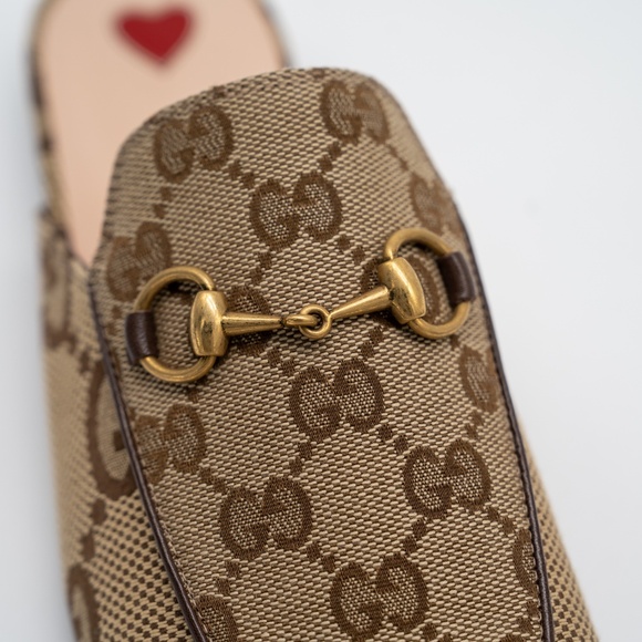 size 37G 7 US Gucci Jumbo GG Princetown Horsebit Mules Slip On Beige Brown - Picture 8 of 14
